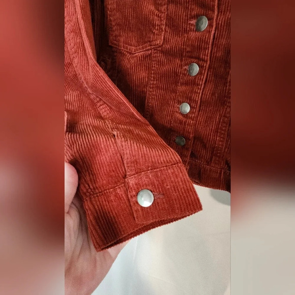 Rust Cropped Womens Corduroy Jacket Size S Boxy Indie Downtown Girl - Picture 3 of 6